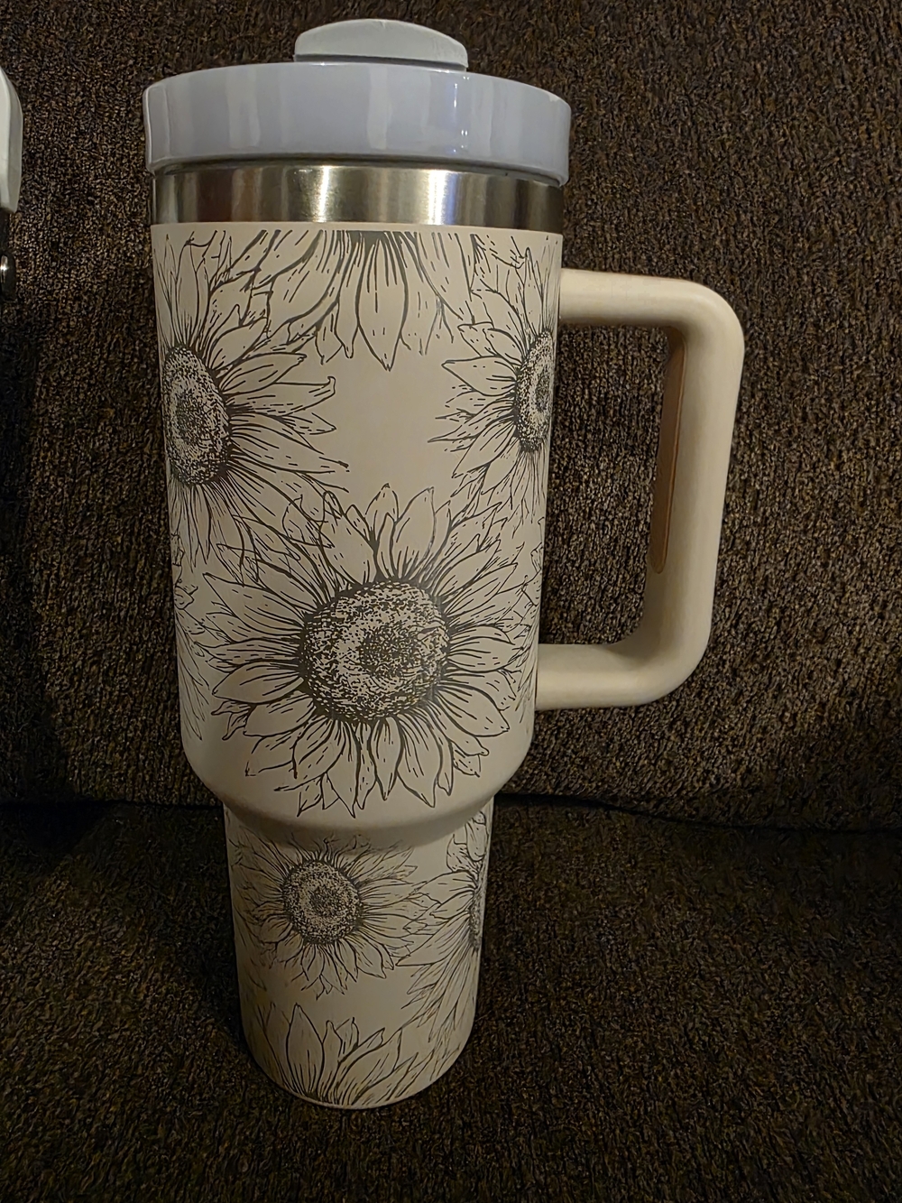 Cream Sunflower Travel Mug with Handle
